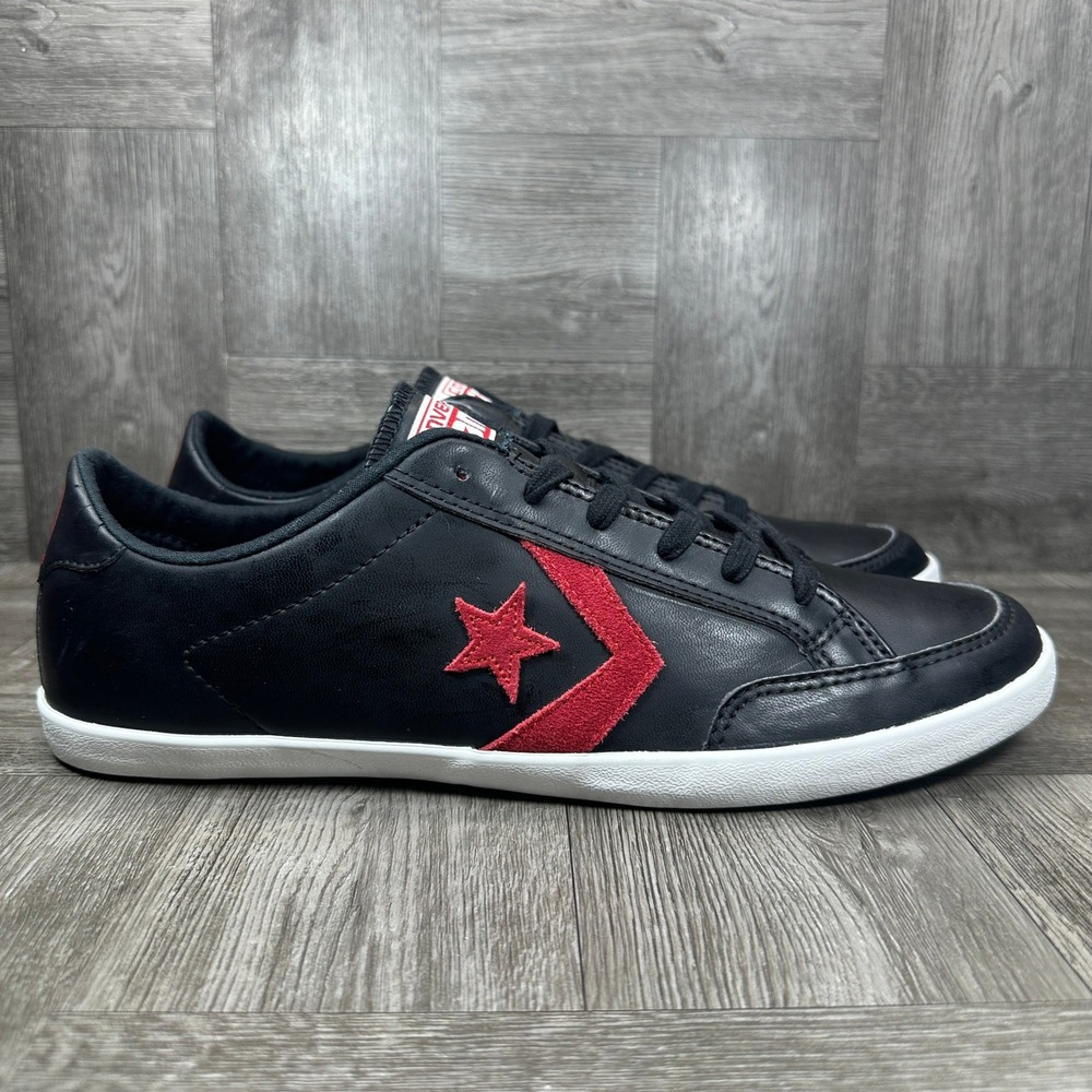 Converse Star Player Mens 11 Black Red Synthetic Leather Low Top Skate NEW